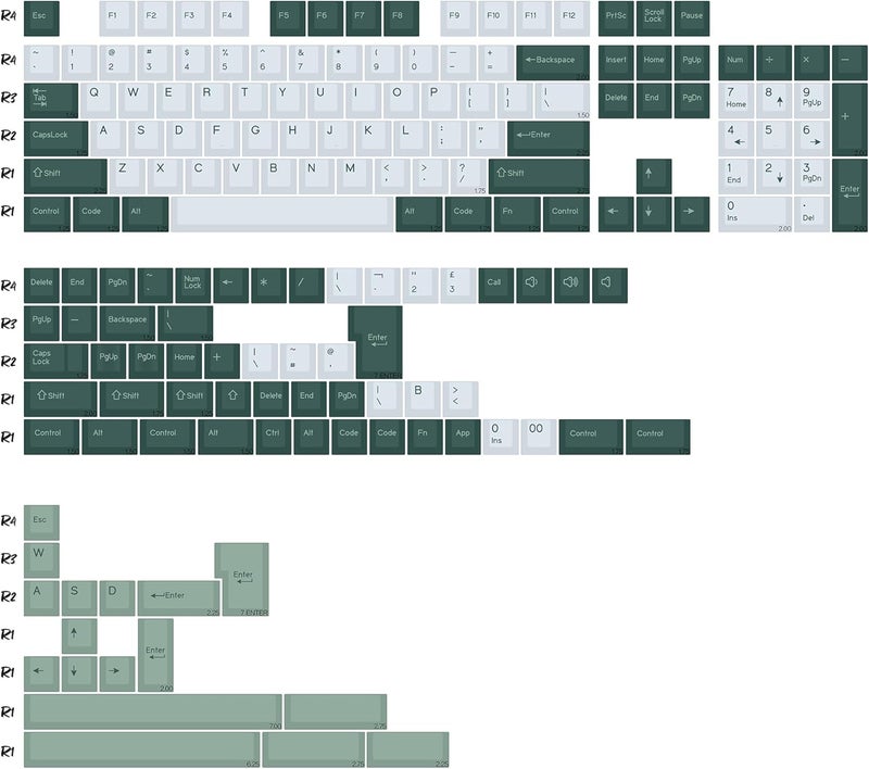 KBDiy Botanical PBT Double Shot Keycap Set,174 Keys Green Keycaps Cute Keycaps 60 Percent Cherry Profile Key caps for 61/64/68/84/87/100/104/108 Mechanical Keyboard - Image 2
